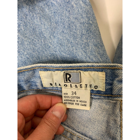 Rigolletto Mens Size 34 Denim Shorts Blue Pockets Jeans Vintage Light Wash - Picture 4 of 5